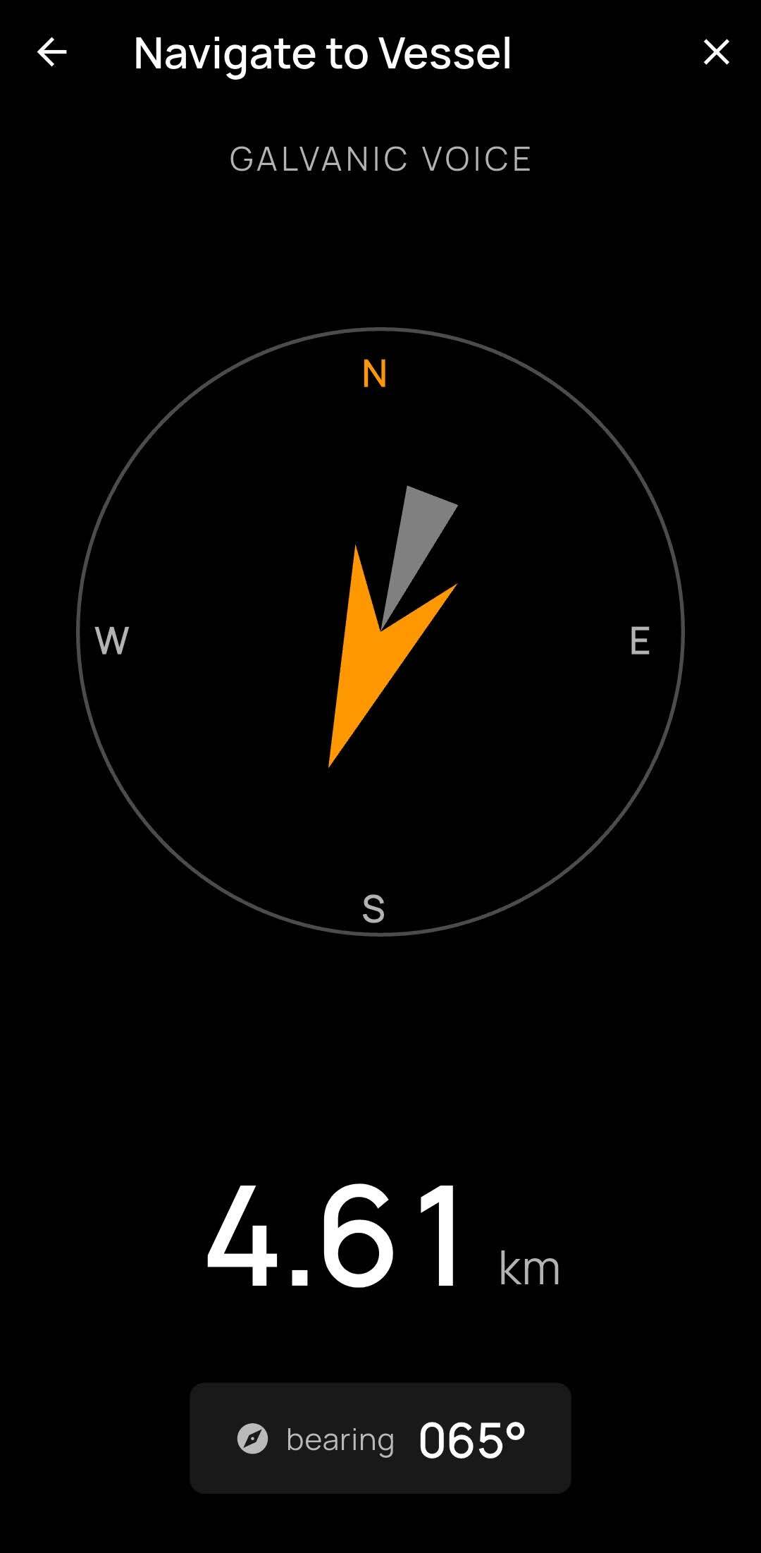 Galvanic App — Find Boat: compass and distance back to the anchored boat from the dinghy