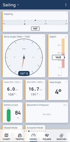 Galvanic App — Vessel tab: build-your-own widget dashboard and NMEA device discovery